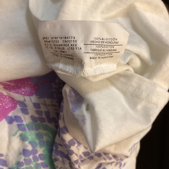 Women’s Hanes JMS Just My Size Flower Sparkly Short Sleeve Tee Shirt 1X - Picture 6 of 7